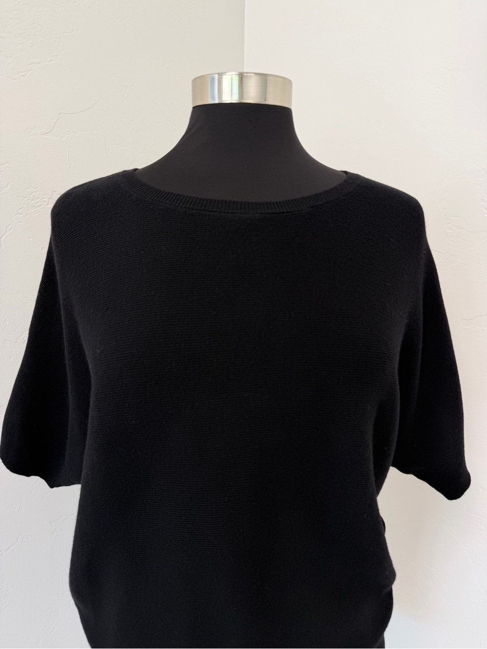 Quince Lightweight Cotton Cashmere Link-Stitch Black Dolman Sweater Size M - Picture 4 of 14